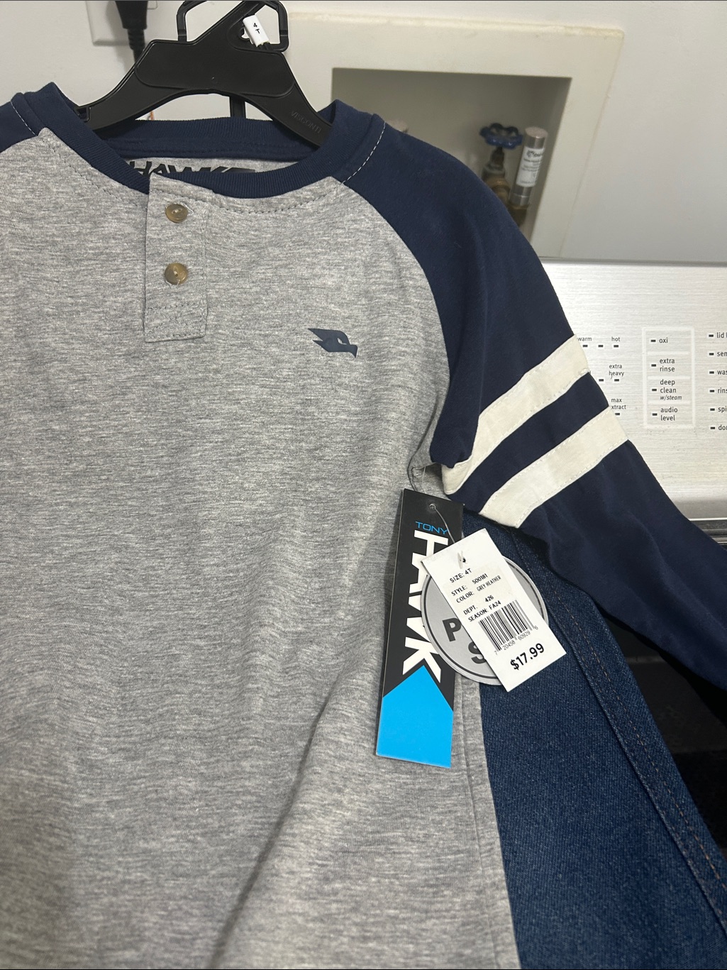 Boys 4t 2 Piece Set New Nwt Jogger Style Stretch Waist Jeans Henley Top Shirt — image 2 of 4